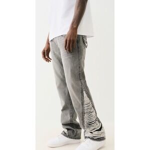 True Religion BILLY DESTROYED SLIT BOOTCUT JEAN Men's Denim Pants Sz 36x32